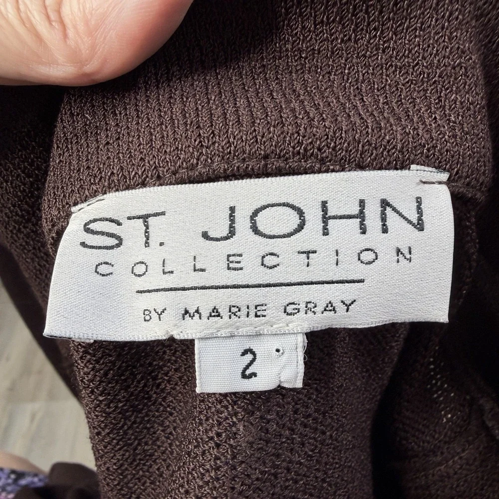 St. John Brown 3 Piece Santana Knit Skirt Set Women's Size 12/2/P - Picture 15 of 16